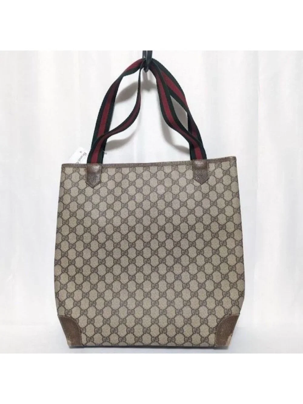 Gucci GG Supreme Sherry Line Leather Brown Tote Bag Vintage